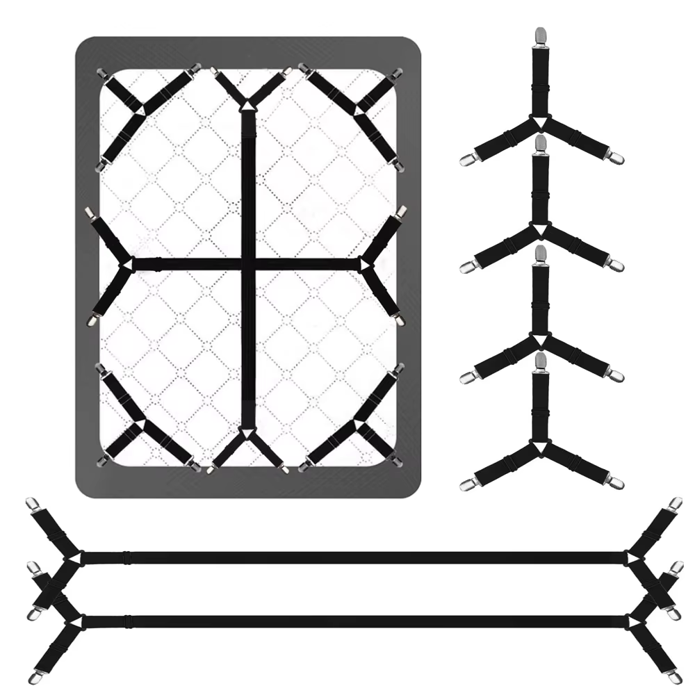 Sangles de fixation pour drap de lit, 6 pièces, sangles de fixation universelles réglables entrecroi