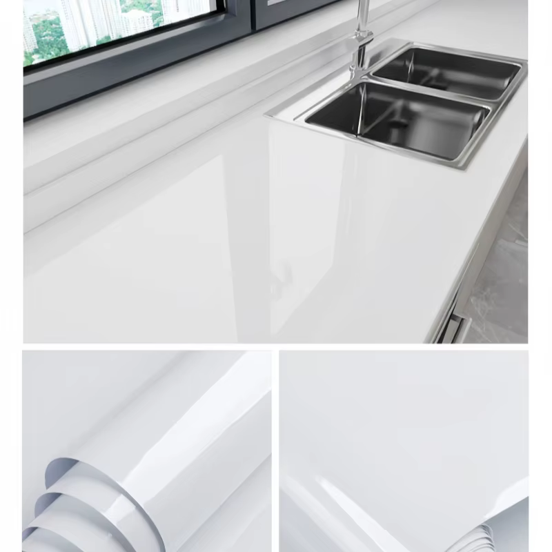 Papier peint auto-adhésif blanc pour comptoir de cuisine, papier peint auto-adhésif, décoration de l