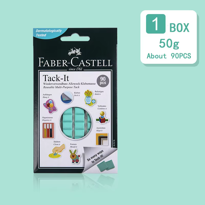 Faber Castell-Colle arina réutilisable et révovable, Tack It, bleu et blanc, 50g, 90 pièces, 75g, 12