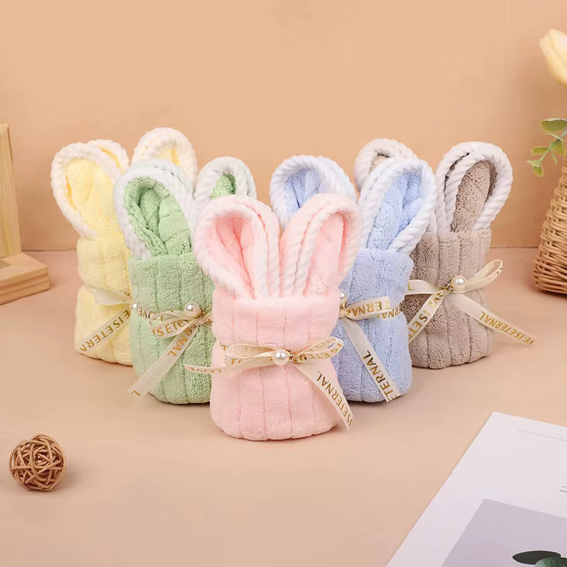 5 pièces de serviettes douces en forme de lapin de Pâques, cadeaux pour les enfants à Pâques, faveur