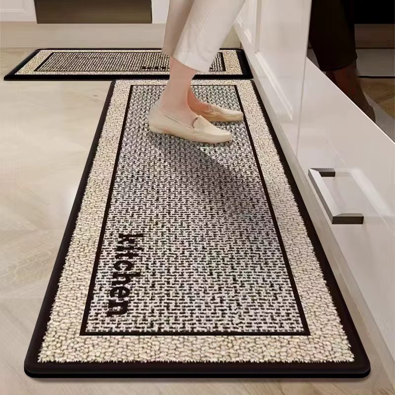 Tapis de sol longs et antidérapants pour cuisine, absorbants imprimés de boue de diatomée, doux pour