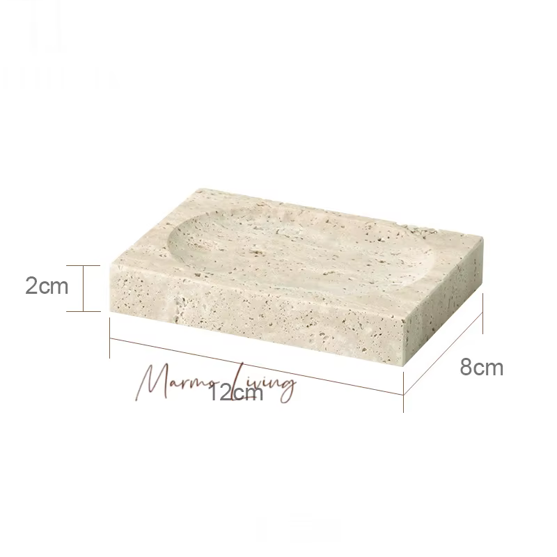 Ensemble d'accessoires de salle de bains en travertin Beige, distributeur de savon en marbre naturel