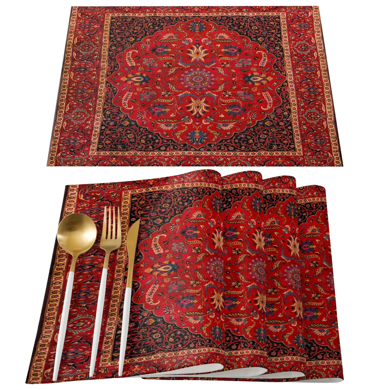 Napperon Persian Lea pour table à manger, polymères de table, sous-verre à café et à thé, accessoire