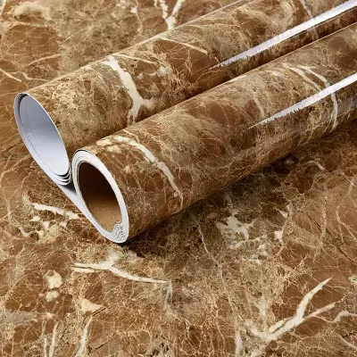 Autocollants à l'huile de cuisine à motif de marbre, papier peint auto-adhésif étanche pour armoire,