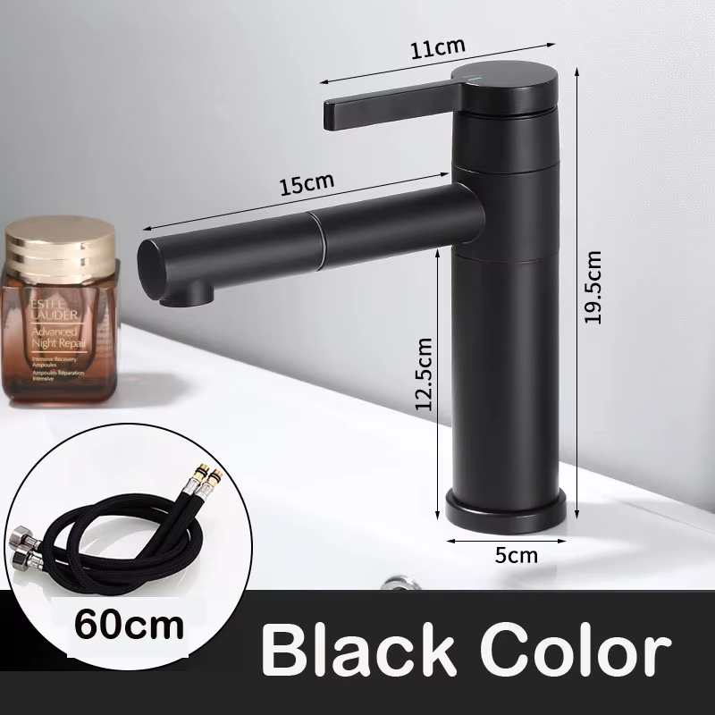 Robinet de lavabo noir pour salle de bain, mitigeur eau chaude et froide, blanc, à poser sur comptoi