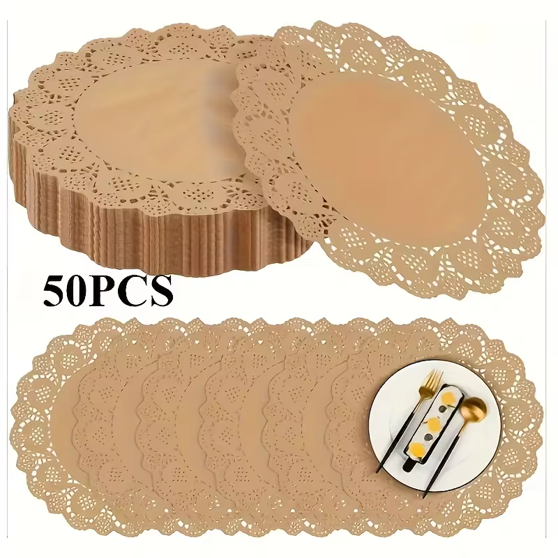50 pièces de sets de table jetables en papier Kraft, pour la cuisson, les desserts, la friture, les 