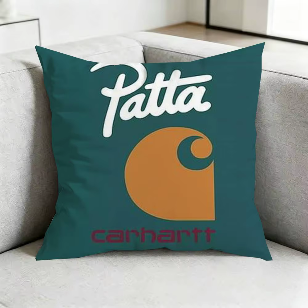Housse de coussin carrée en cuir avec logo Carhartt, imprimée double face, pour chambre à coucher, c