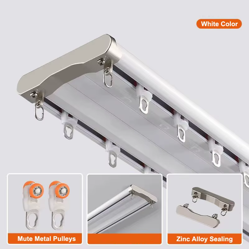 Rail de rideau droit de luxe européen, épais et unique, à double rail, pour installation au plafond,