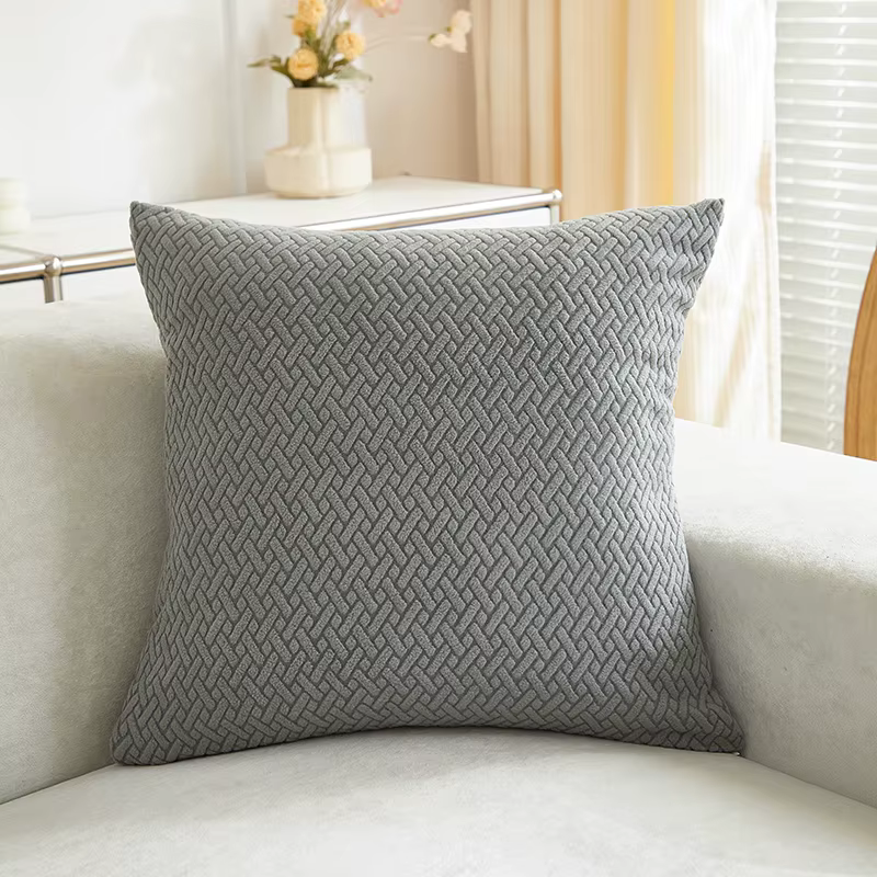 Housse de coussin carrée à fermeture éclair, taie d'oreiller unie à une face pour salon, chambre, ca