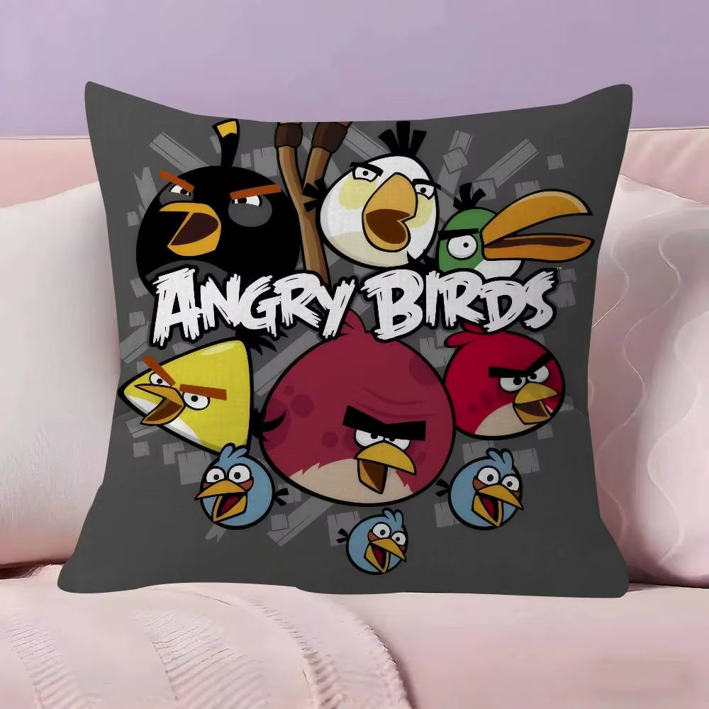 Housse de coussin de dessin animé A-A-Angry Birds, taie d'oreiller, pour salon, canapé, décoration d