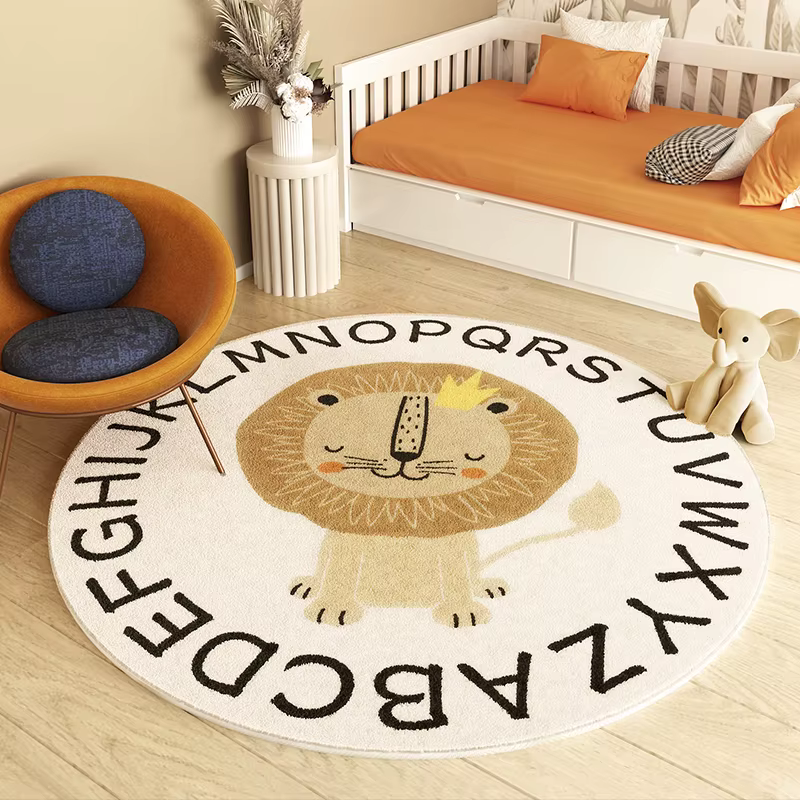 Tapis à motif de Lion pour salon, moelleux et doux, pour enfants, en peluche épaisse, pour chevet, S