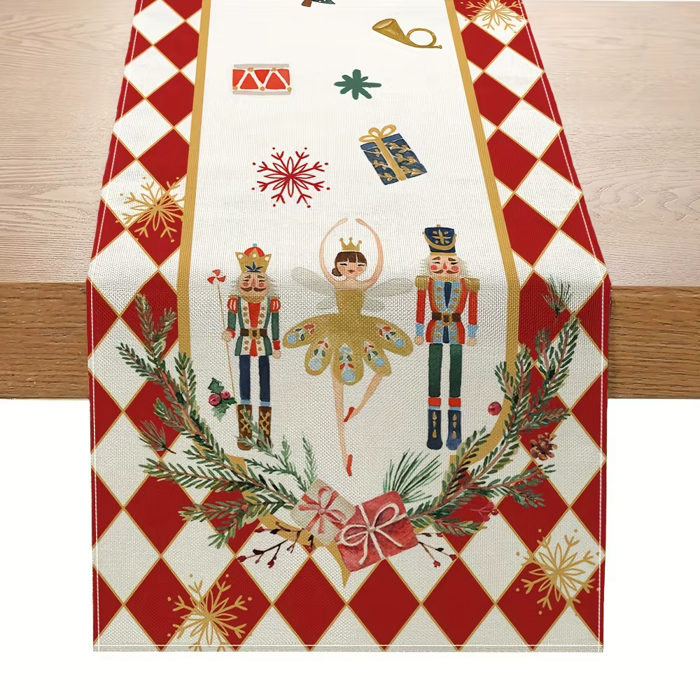 Coureurs de Table en lin casse-noisette de noël, écharpe de commode, décor de fête de cuisine de vac