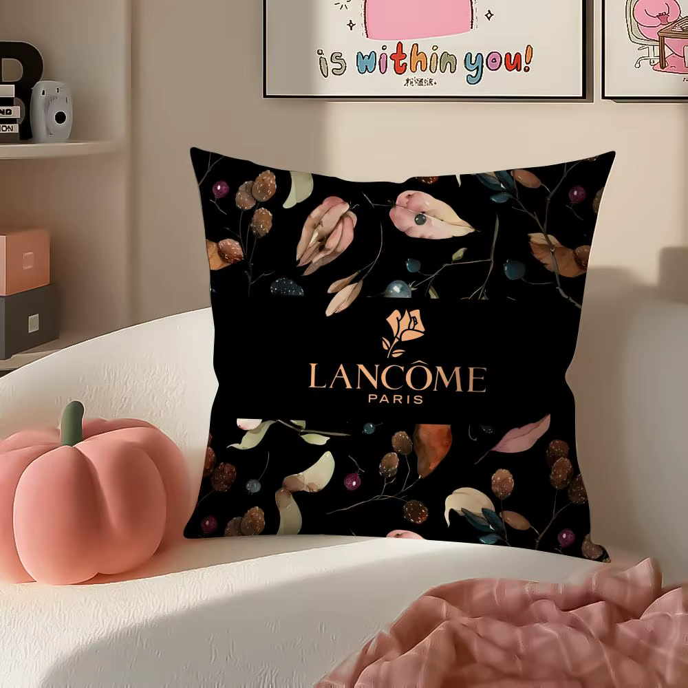 Housse de coussin L-L-Lancome à motif tendance, taie d'oreiller en peluche courte avec fermeture écl