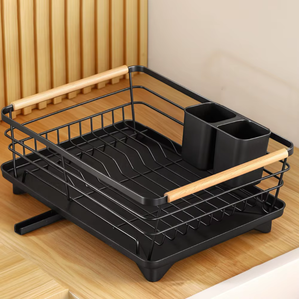 Égouttoir à vaisselle double couche pour cuisine, gain de place avec bac de drainage, panier de rang