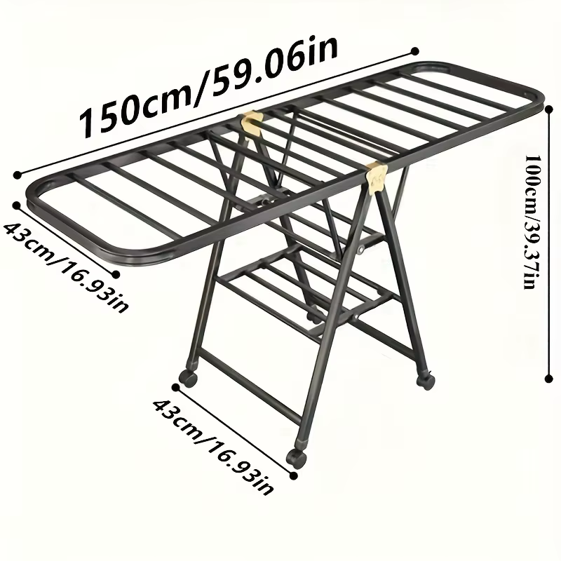 1 Pièce Séchoir à Linge Pliable Moderne en Acier Inoxydable 3 Niveaux Grande Capacité avec 21 Barres