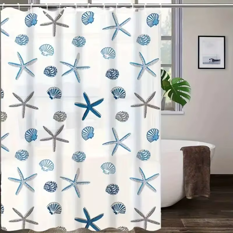 Rideau de douche étanche PEVA avec motif, 1 pièce, rideau de séparation de salle de bains, accessoir