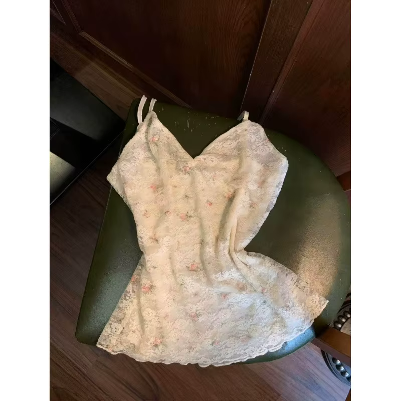 T-shirt à manches courtes à col en U avec dentelle, coupe ajustée, imprimé floral, style coréen, mod
