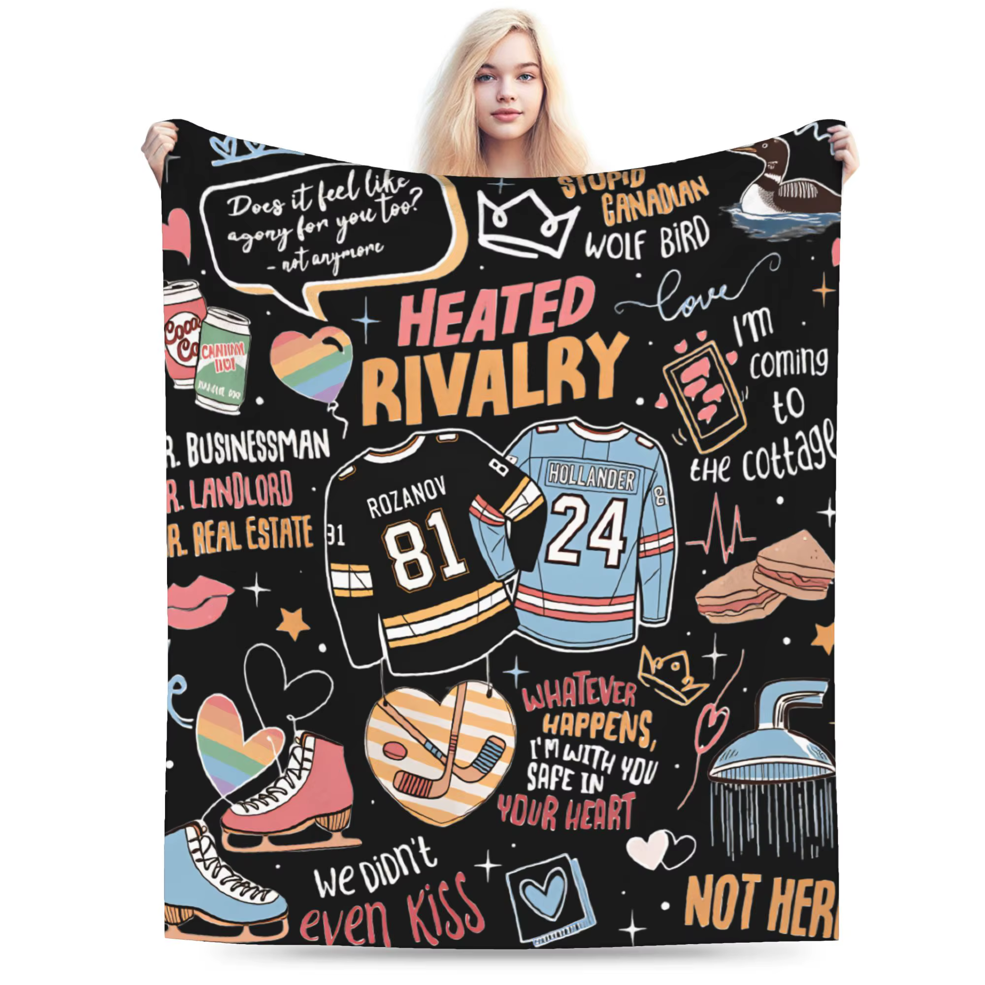 Couverture de rivalie chauffante, couverture douce d'hiver pour filles, couvre-lit d'extérieur en fl