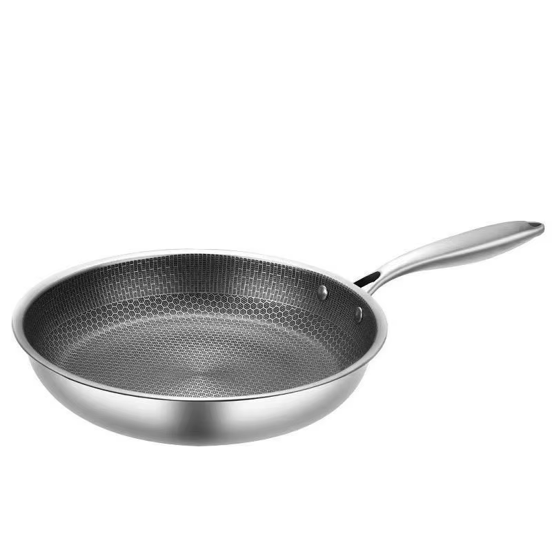 Poêle à frire antiadhésive en nid d'abeille en acier inoxydable, poêle à Wok de cuisine facile à net