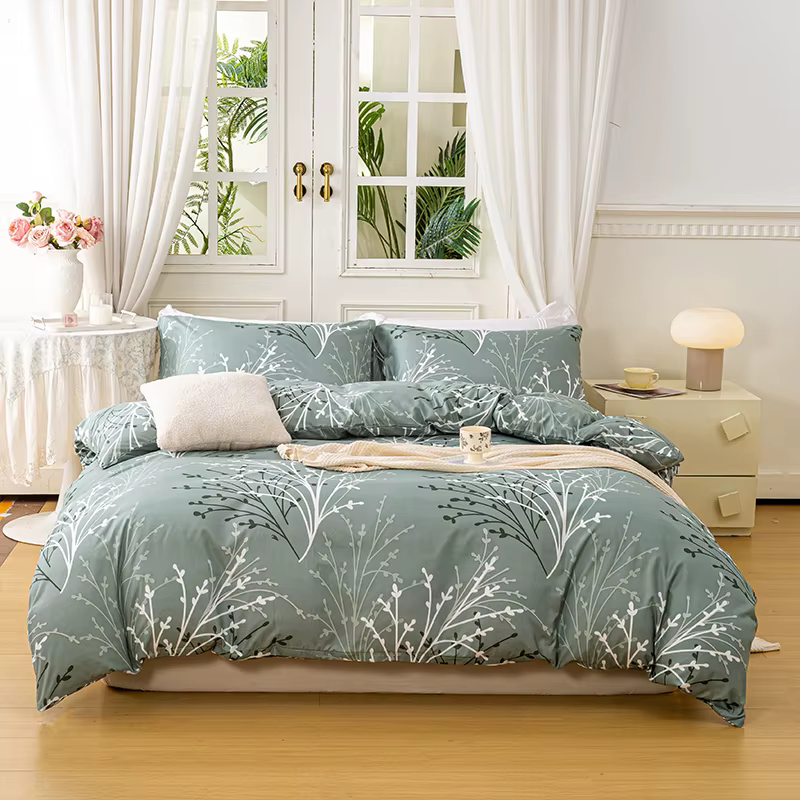 Ensemble de housse de couette à motif floral en forme de feuille, 3 pièces/ensemble (1 housse de cou