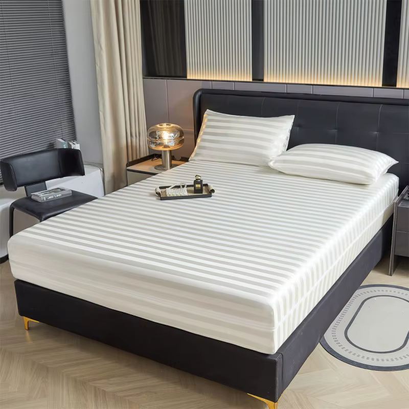 Housse de matelas en satin ajustée, six côtés, tout inclus, avec fermeture éclair, drap-housse amovi