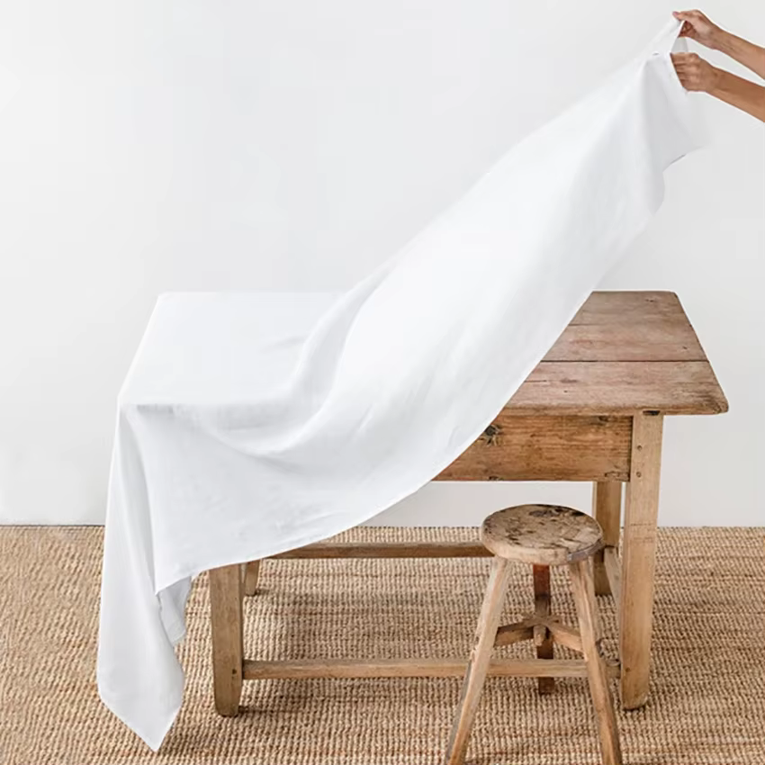 Nappe de mariage en tissu naturel, couverture de table personnalisée, 100% pur lin, blanc, cuisine, 