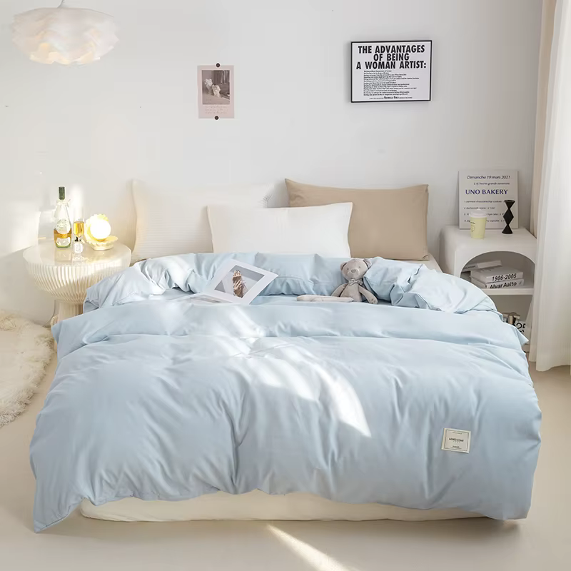 1 housse de couette solide et douce pour dortoir d'étudiant, couette simple et double, housse de cou