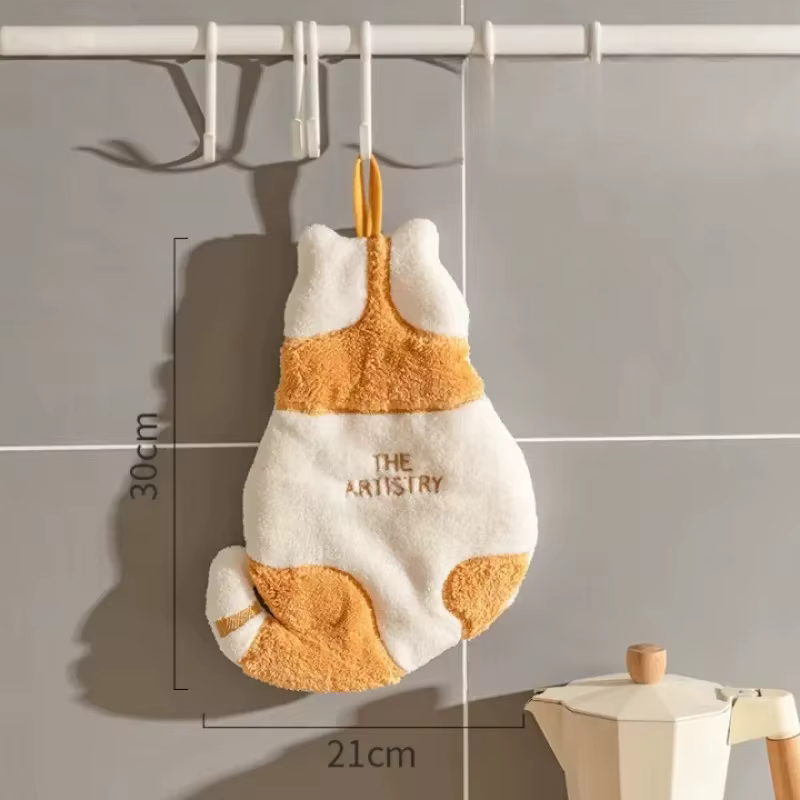 1 pièce, serviette de cuisine suspendue mignonne en forme de chat, serviette de toilette, serviette 