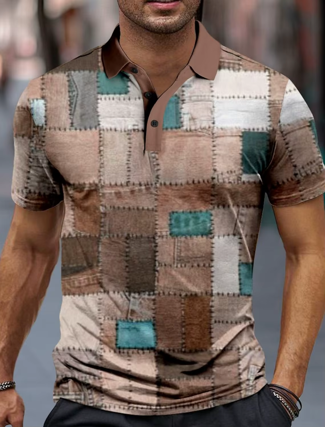 Plaid hommes vêtements de sport 3D imprimé hommes Polo été nouveau décontracté formel Streetwear à m