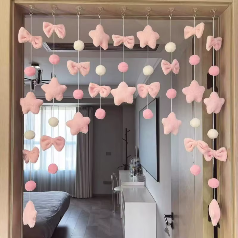 Rideau de porte à nœuds mignon, rideau de séparation pour chambre à coucher, fenêtre en baie, décora