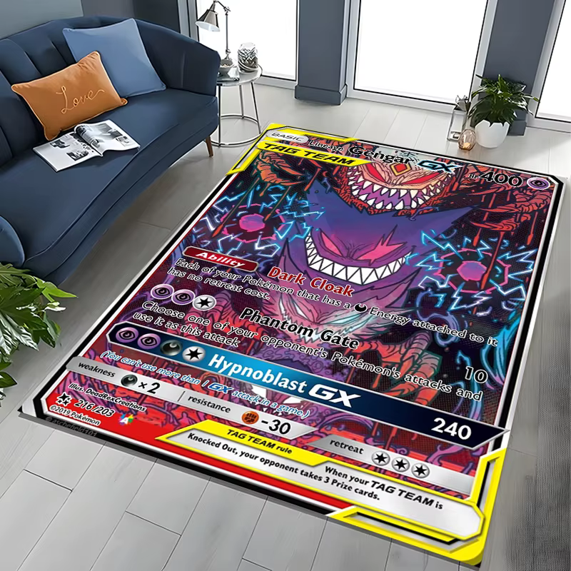 Tapis de sol Potdemiel Pokemon Cards Gengar pour salon, décoration de la maison, tapis de jeu pour e