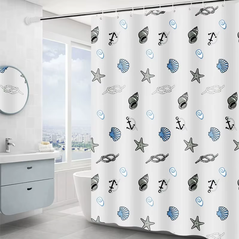 Rideau de douche simple et compact en forme de coquille, imperméable, opaque, pour la protection de 