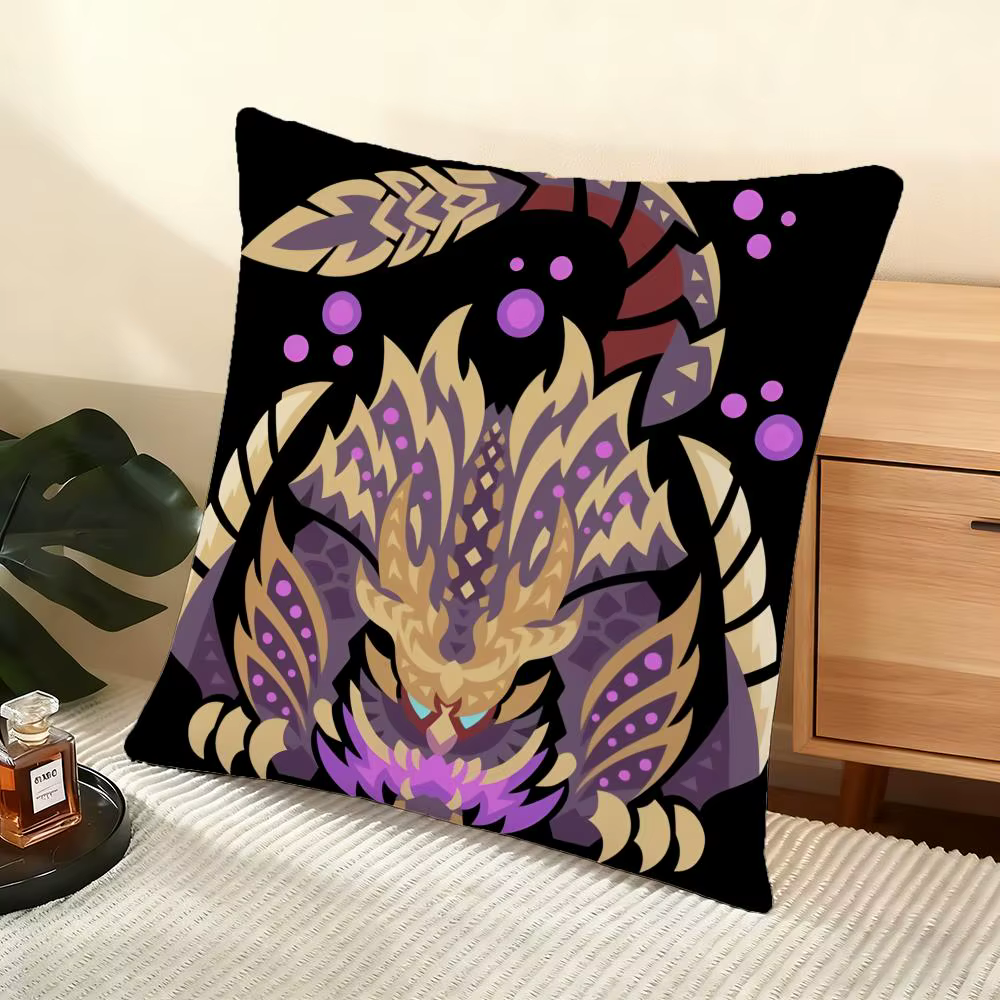 Housse de coussin Game M-monster Hunter Wilds, housse de coussin en peluche courte et douce, texture