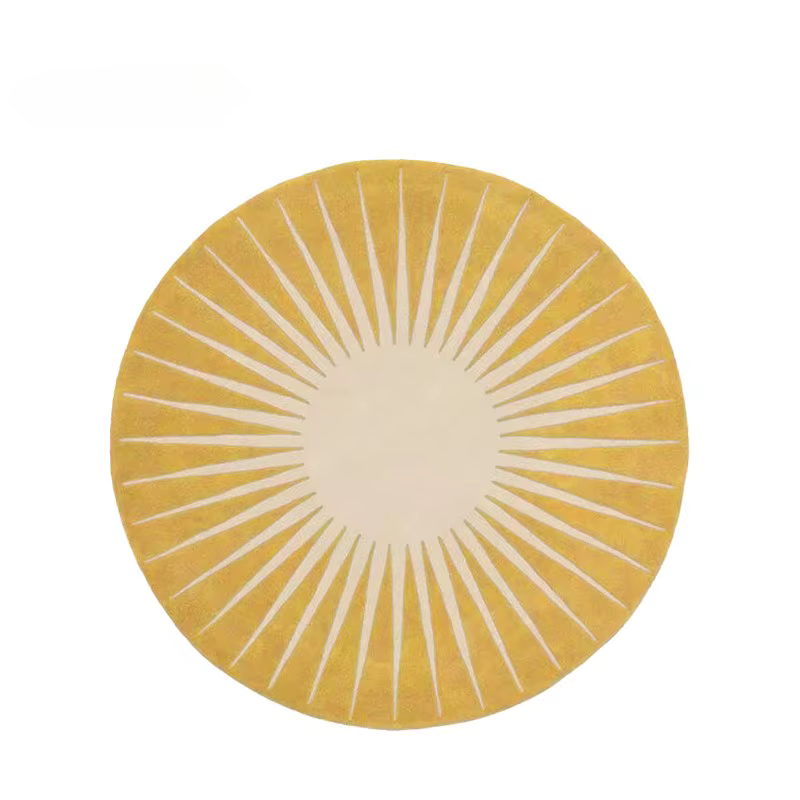VIKAMA – tapis rond tournesol, couleurs contrastées, doux pour la peau, à poils courts, pour salon, 