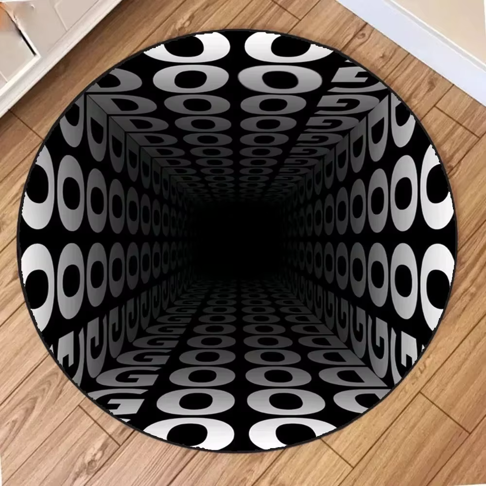 Tapis 3D à trous d'océan profond, Illusion de trous sous-marins, tapis de sol de cratère Abyss, rond