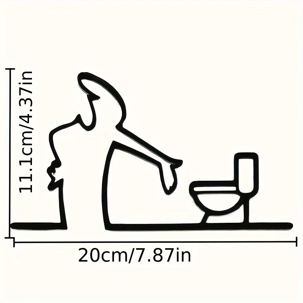 Panneau de toilette moderne 2D, décoration de maison, cadre plat en métal noir, facile à installer, 