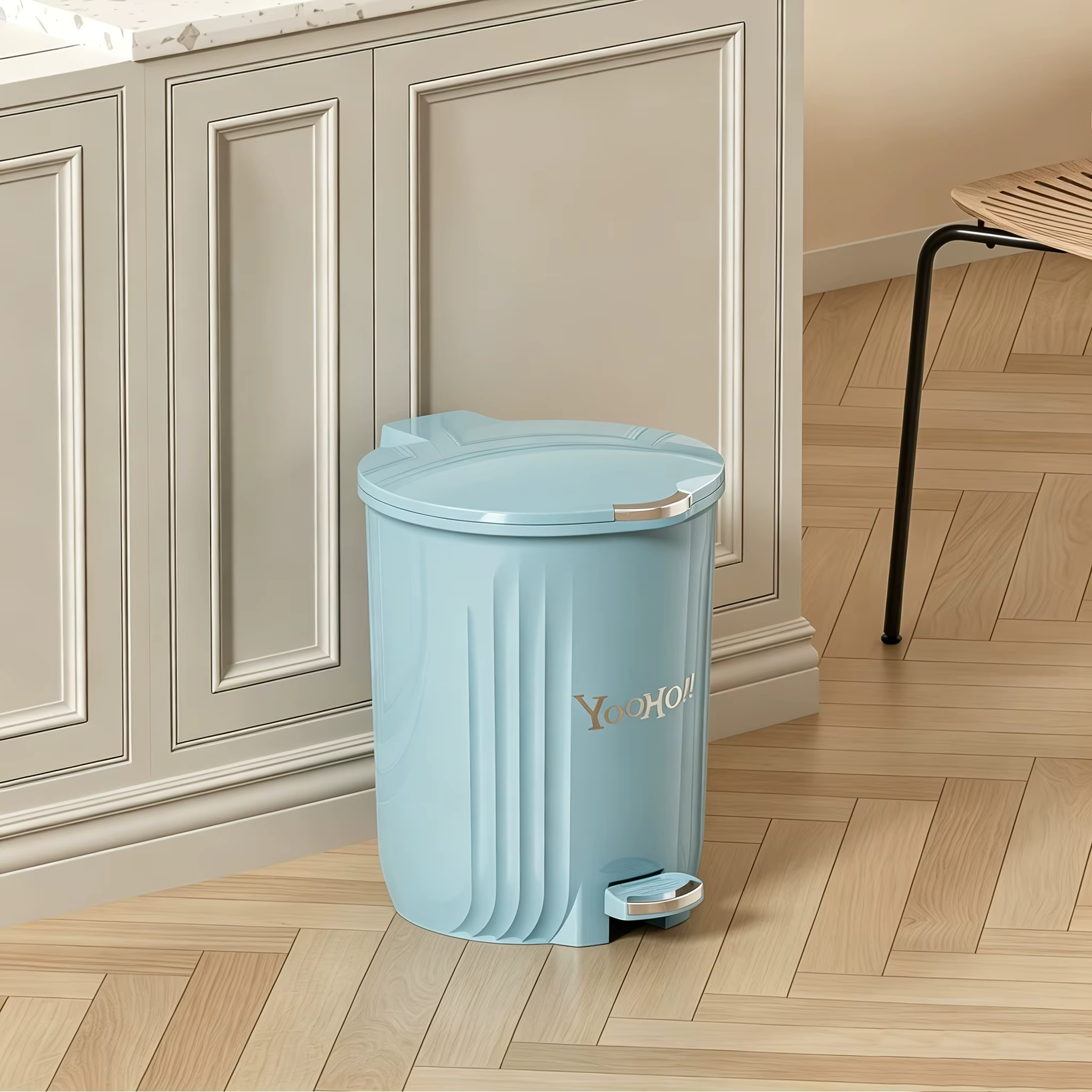 Poubelle à pédale grande capacité avec couvercle, bac à déchets anti-odeur pour la maison, la cuisin