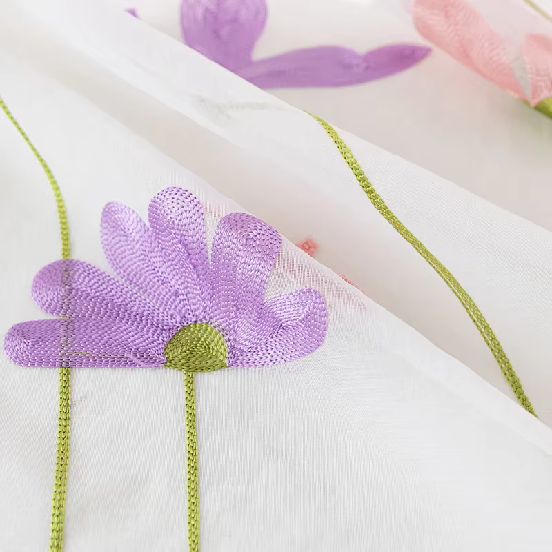 JCyh-rideaux en Tulle brodés, blancs, pour fenêtre, motif Floral, pour salon et chambre à coucher