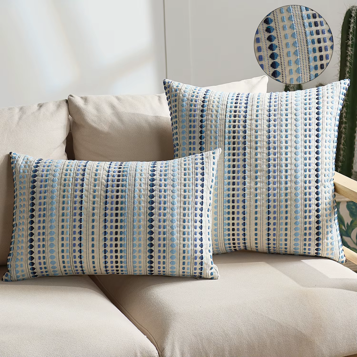 Housse de coussin jacquard Boho Dots 45x45 cm, fermeture à glissière, taie d'oreiller pour canapé-li