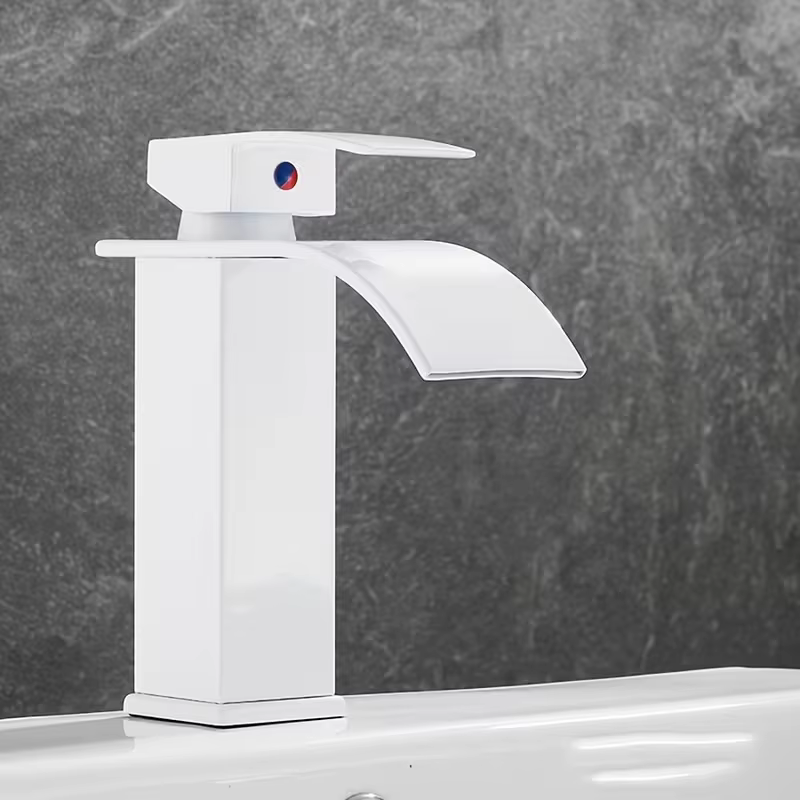 Robinet cascade blanc pur pour usage domestique, robinet de lavabo de salle de bain, robinet d'évier