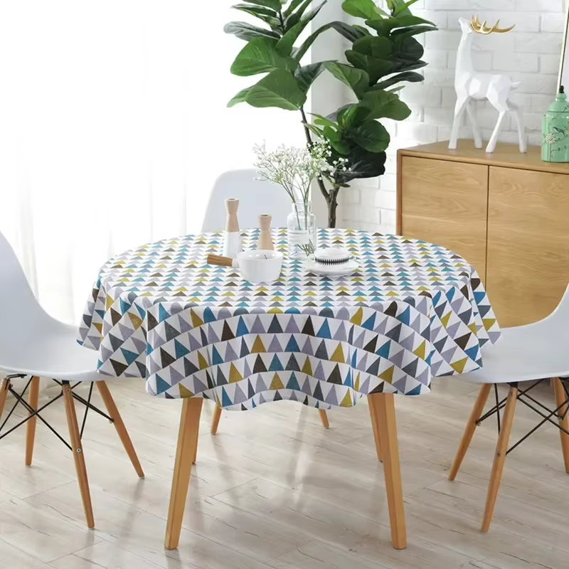 Nappe de Table ronde en coton, pour café, thé, impression triangulaire, couverture de fête, décorati