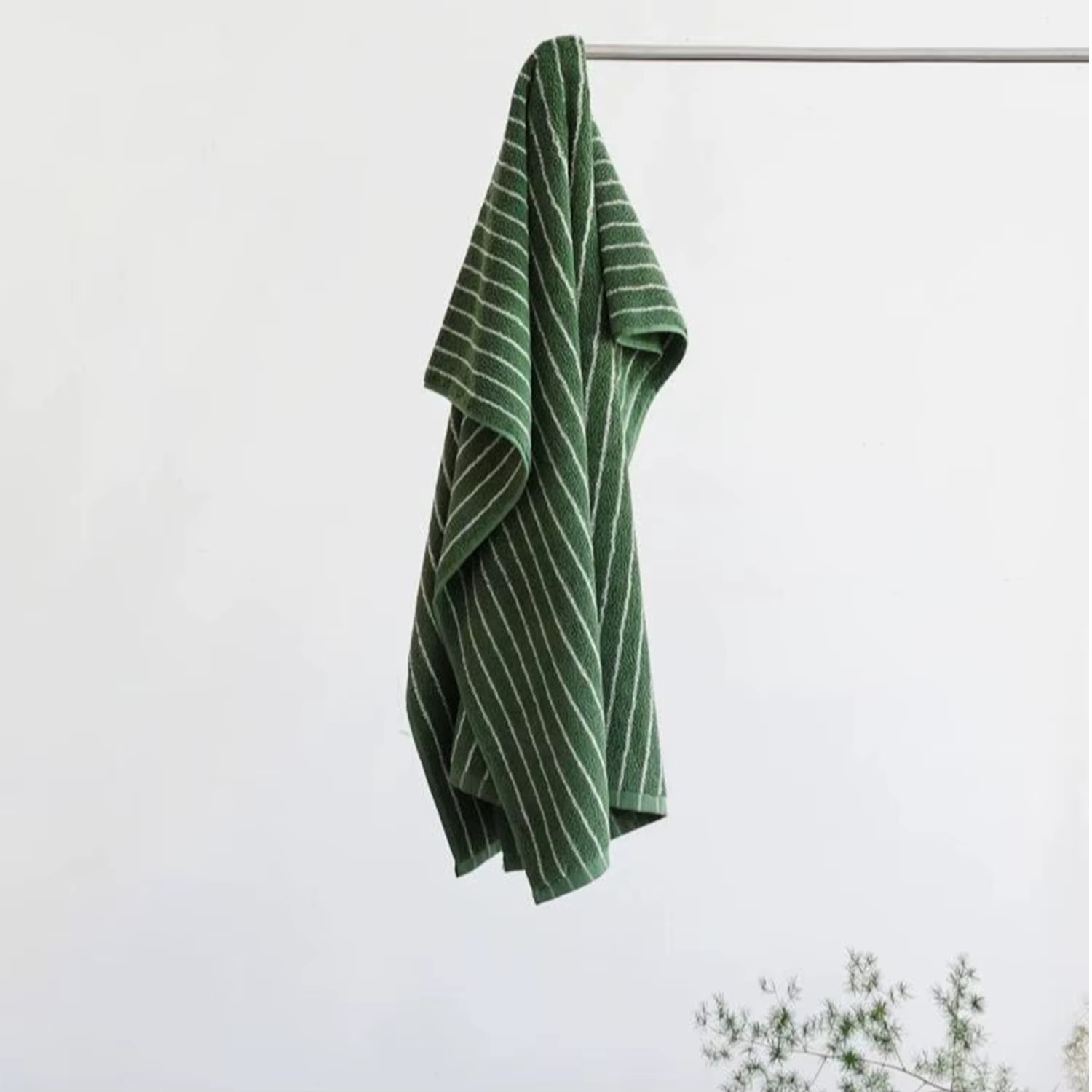 Serviette de bain en pur coton rayé de pin givré, 100 % coton peigné, serviette de douche de luxe, s