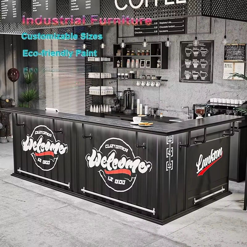 Comptoir de style industriel haut de gamme pour bar à domicile, usage extérieur, hôtel, fer forgé, c
