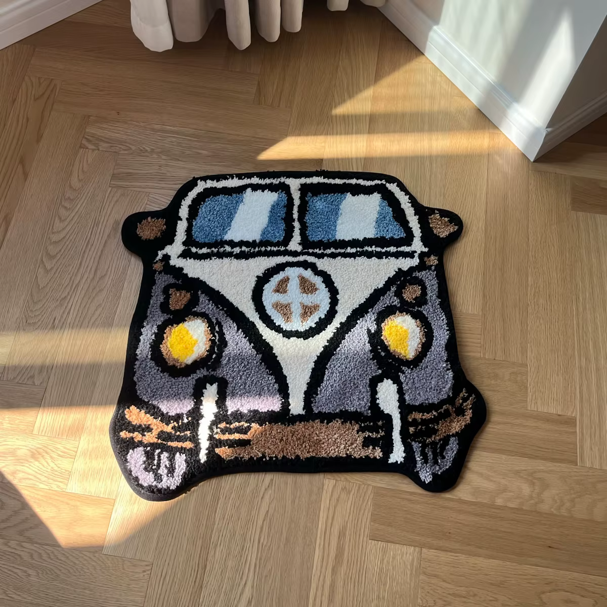 LAKEA-Tapis Tuftés de Bus de Dessin Animé, Carpent Faite à la Main, Décoration de Chambre, Kawaii Le