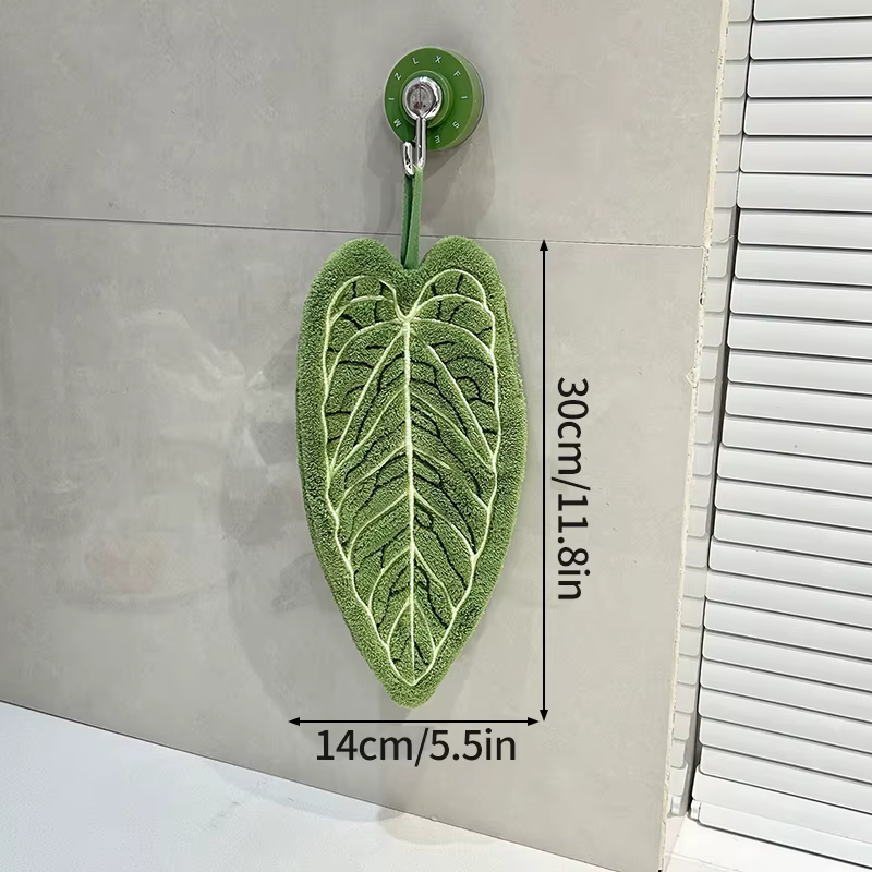 Accessoires de salle de bain, serviettes à main en forme de feuille verte, fournitures de salle de b