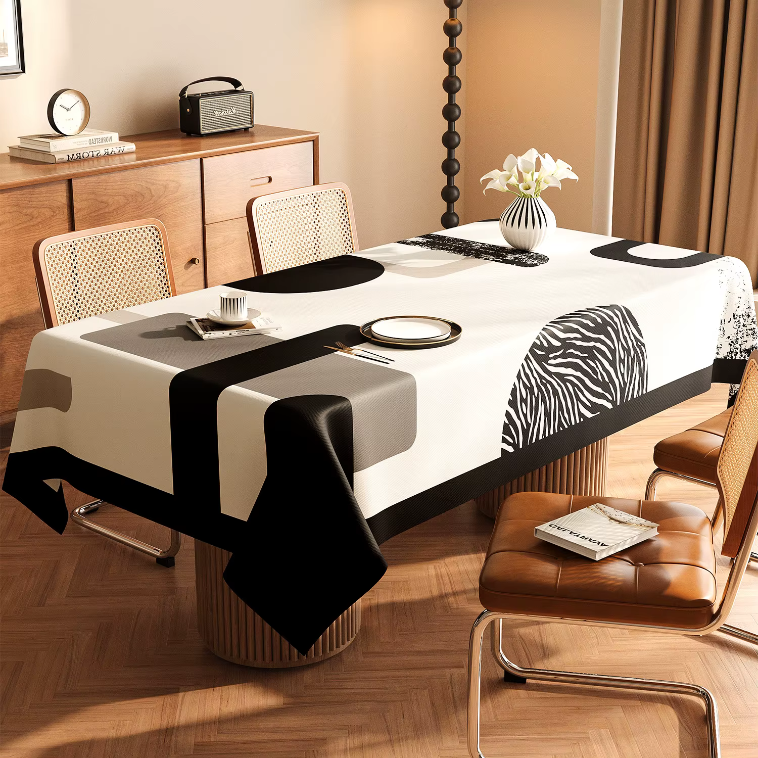 Nappe simple imperméable et anti-taches, nappe rectangulaire à motif géométrique haut de gamme, rési