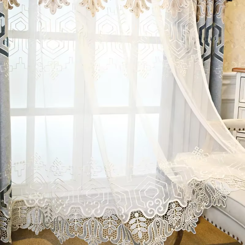 Rideau creux de Style européen, baie vitrée haut de gamme, ombrage de luxe pour salon, salle à mange