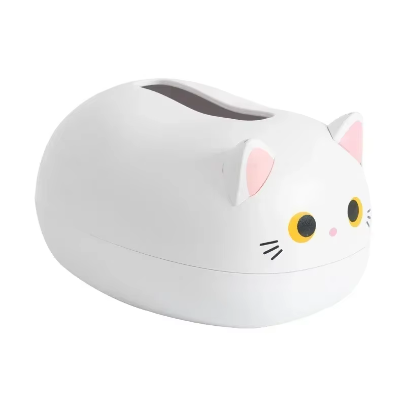 Boîte de rangement pour serviettes de salon, boîte à mouchoirs Kawaii en forme de chat, conteneur de