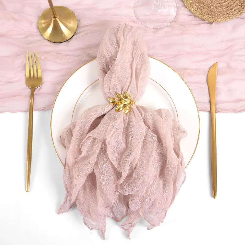 Décoration de table pour fêtes, serviettes en gaze réutilisables, serviettes en coton doux, sets de 