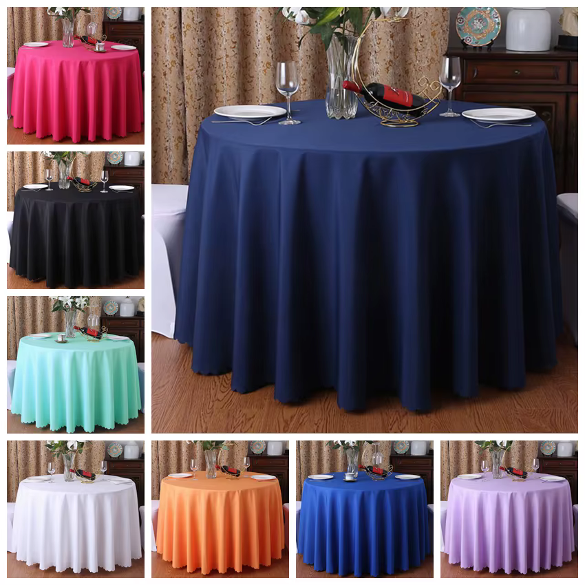 Couverture de Table Ronde en Polyester pour Décoration de Mariage, Couleur Unie, Hôtel, Banquet, Évé